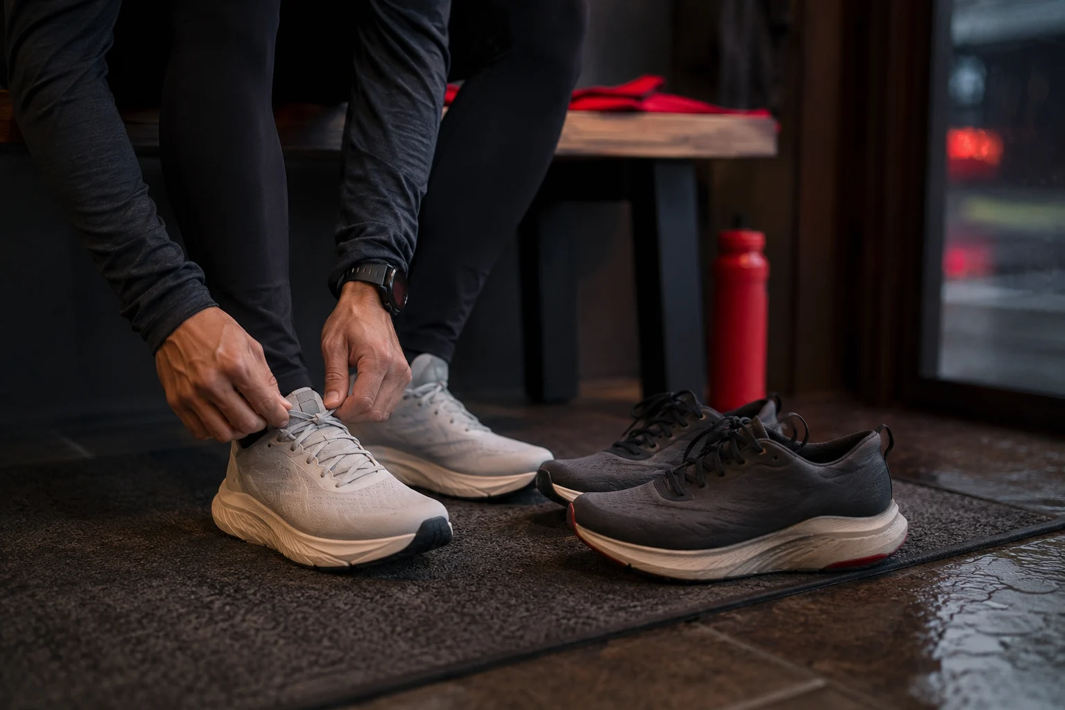 Dos pares de zapatillas de running preparados para alternar entrenamientos