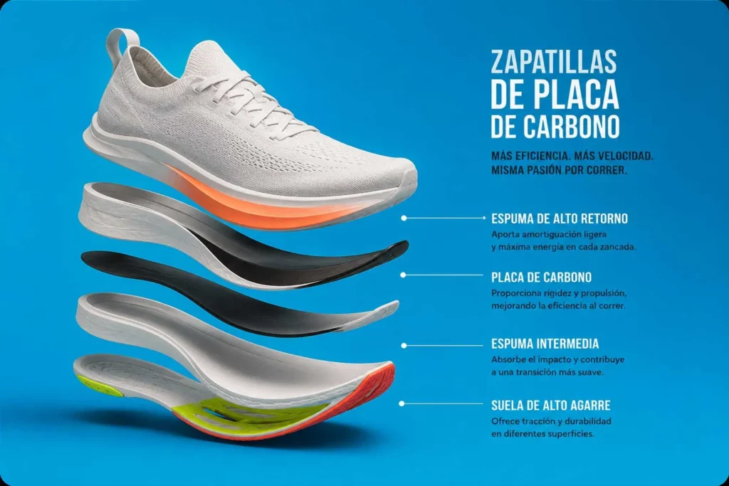 Estructura de las zapatillas con placa de carbono